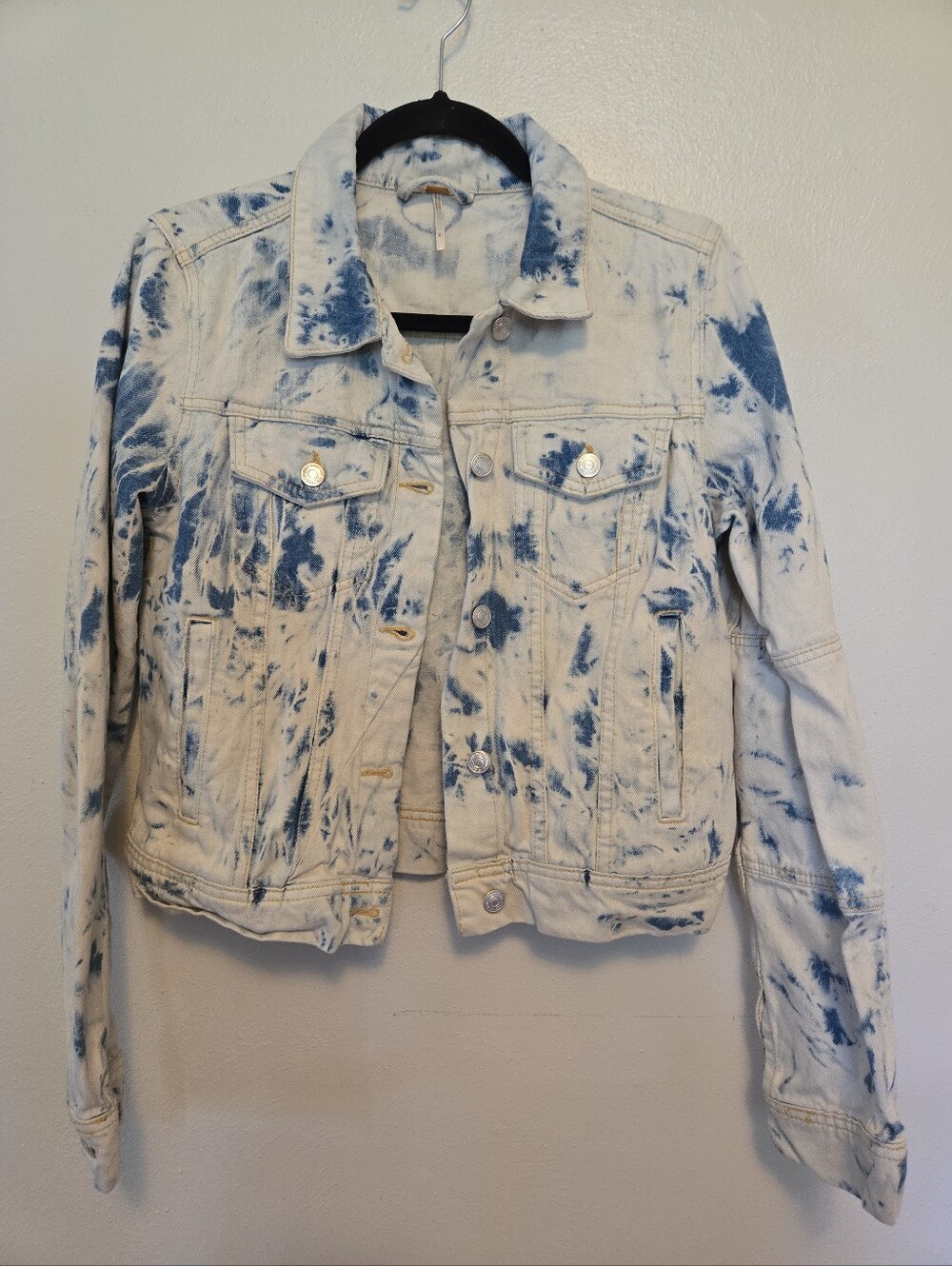 Free People Acid Washed Denim Jacket S